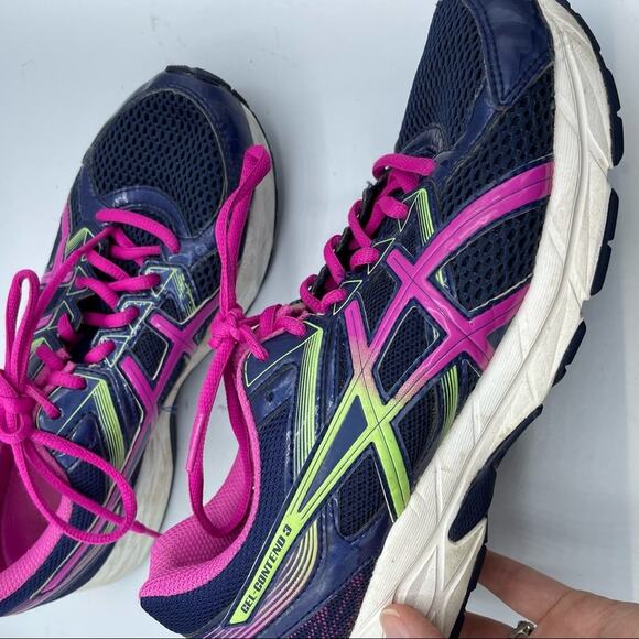ASICS Gel Contend 3 Blue & Pink Running Shoes Sneakers Womens 8 Bright Colorful - Picture 5 of 9